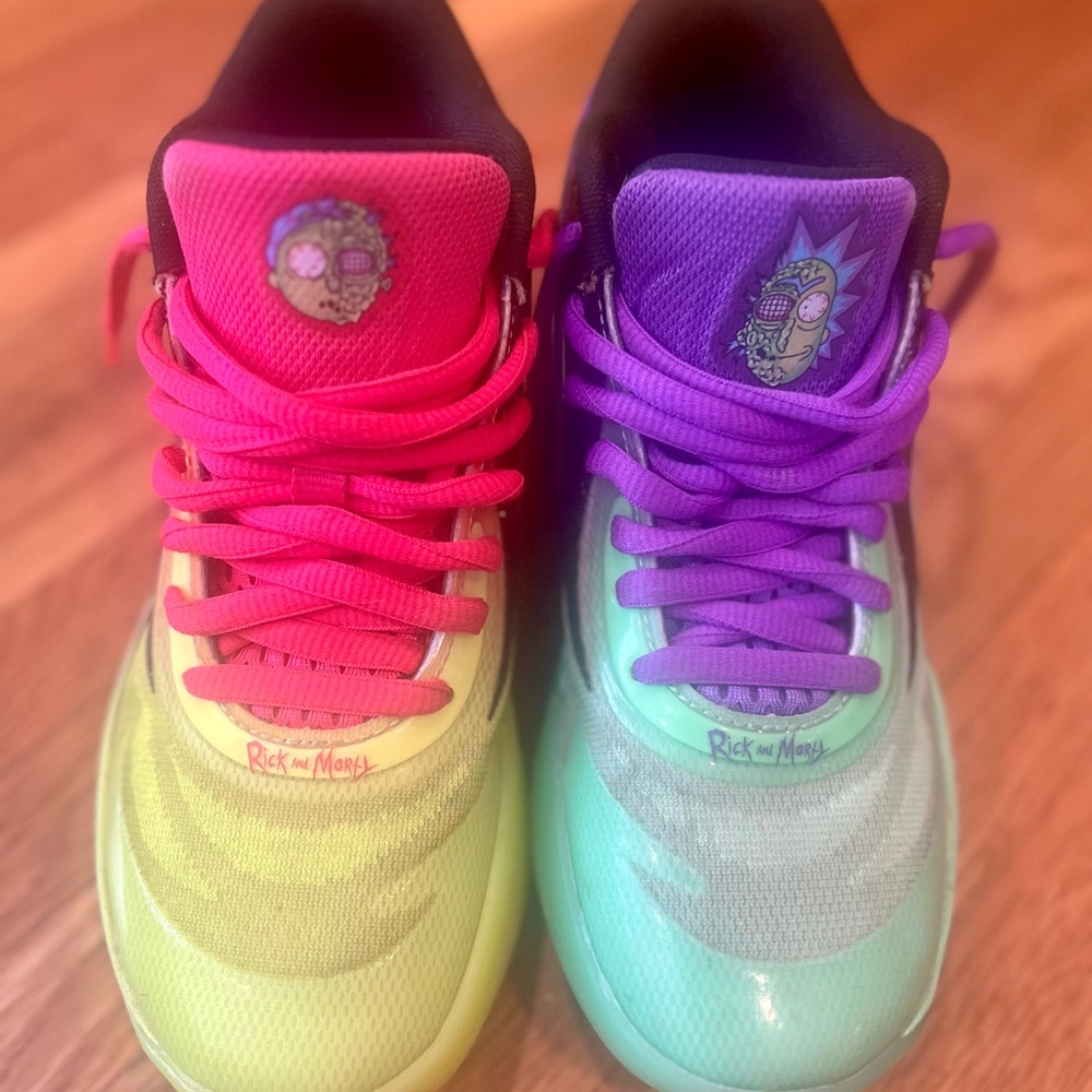 Puma Kids Neon Pink & Purple Gradient Rick and Morty Sneakers